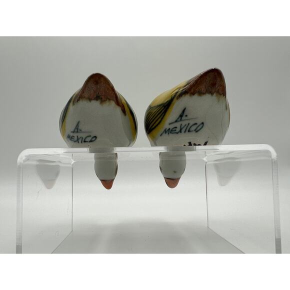 Tonala Mexican Pottery Yellow Duck Shelf Sitter Figurine Set of 2 Made in Mexico - Picture 6 of 9